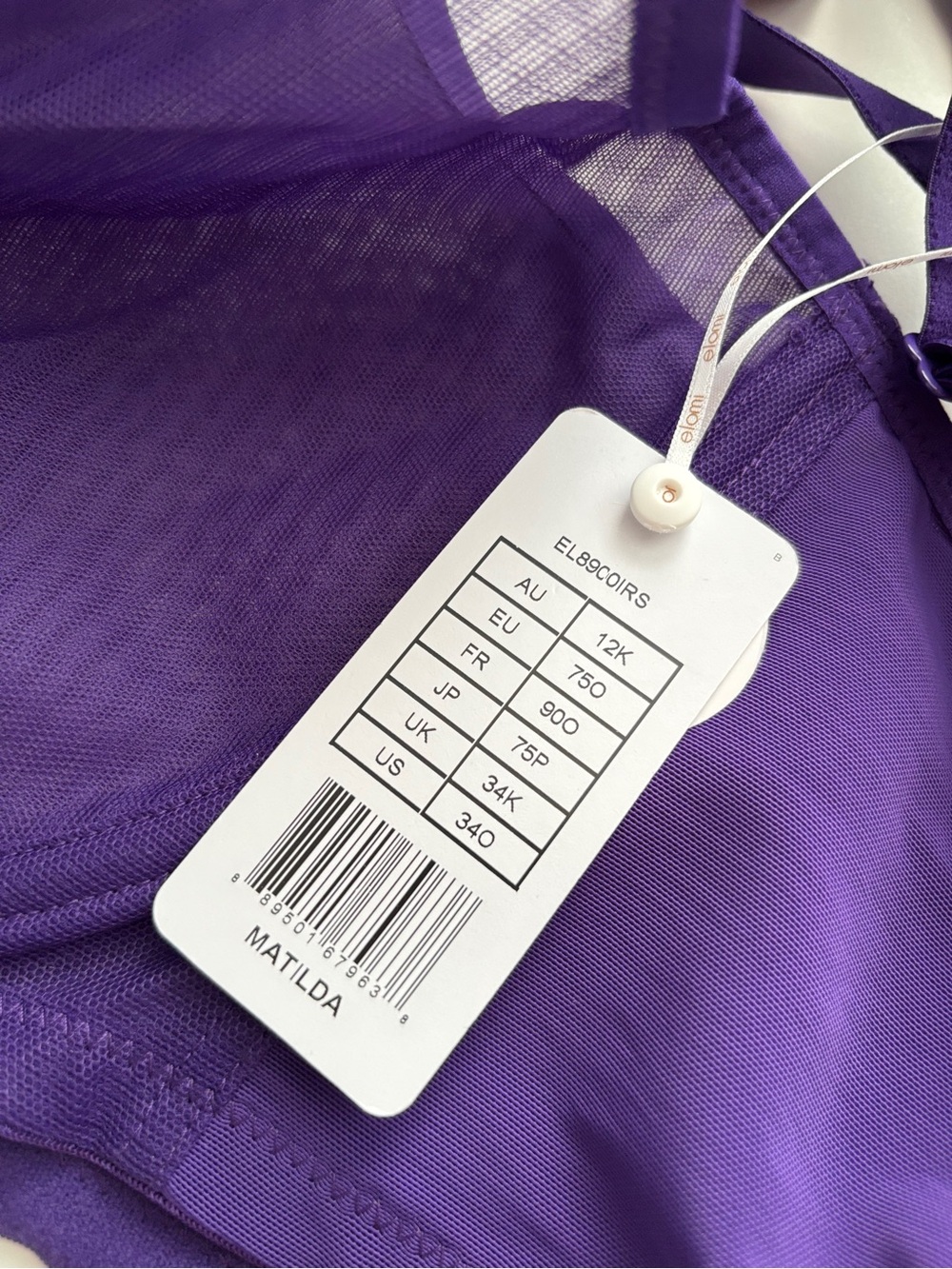 Elomi Nwt Matilda Full Figure Underwire No Padding Bra EL8900 Iris Purple US 34O - Picture 4 of 4